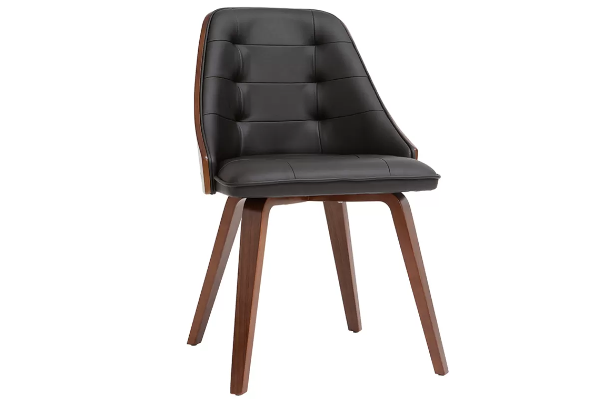 Miliboo Sillas Modernas | Sillas De Madera-Silla negra y madera oscura FLUFFY