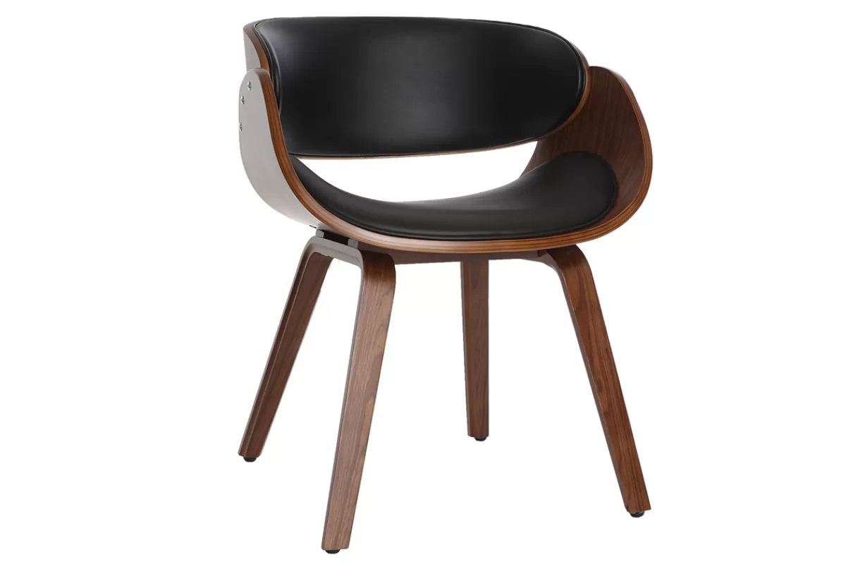 Miliboo Sillas Modernas | Sillas De Madera-Silla negra y madera oscura nogal BENT