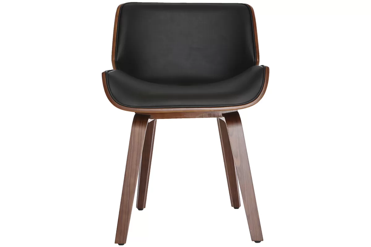 Miliboo Sillas Modernas | Sillas De Madera-Silla negra y madera oscura nogal RUBBENS
