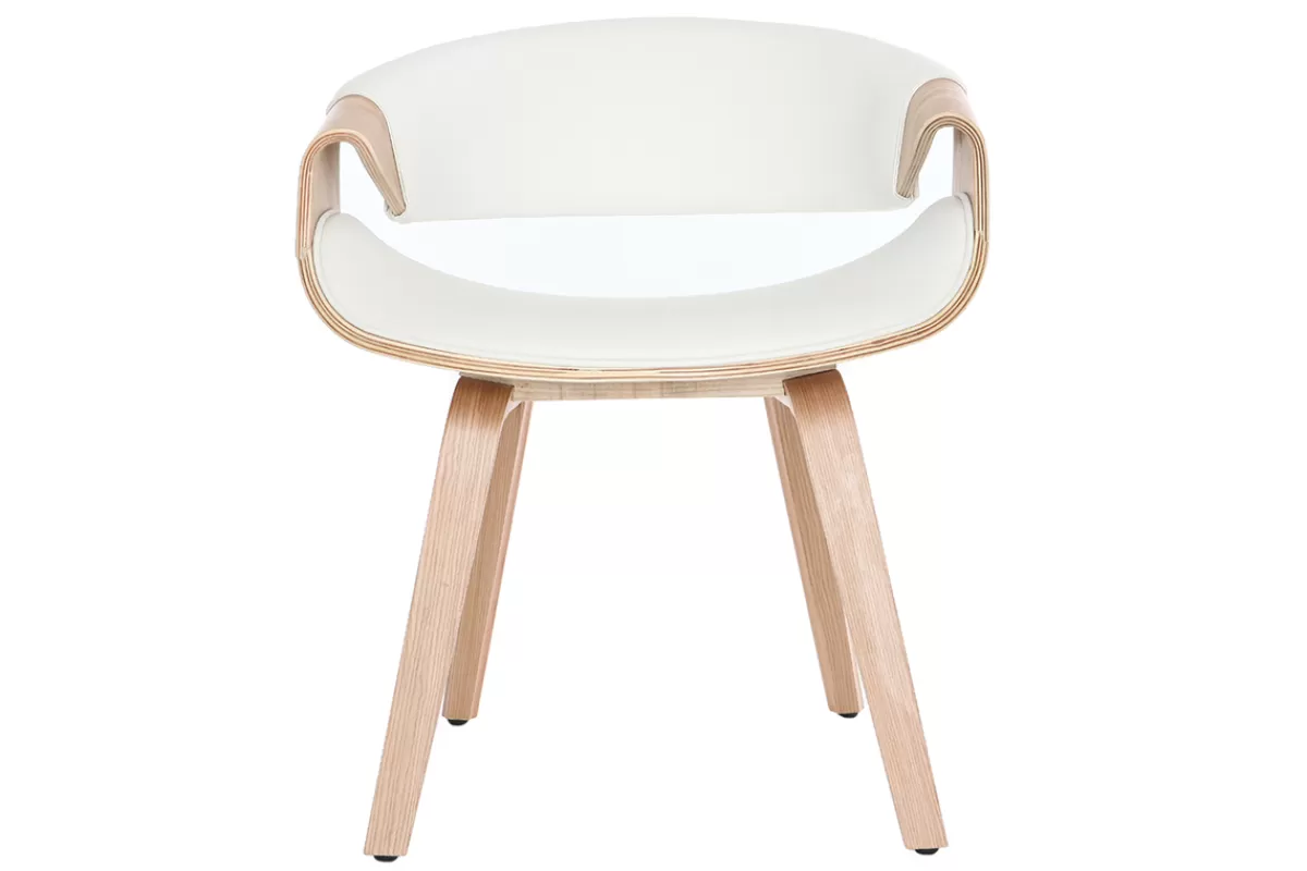 Miliboo Sillones | Sillas Modernas-Silla nórdica blanco y madera clara ARAMIS