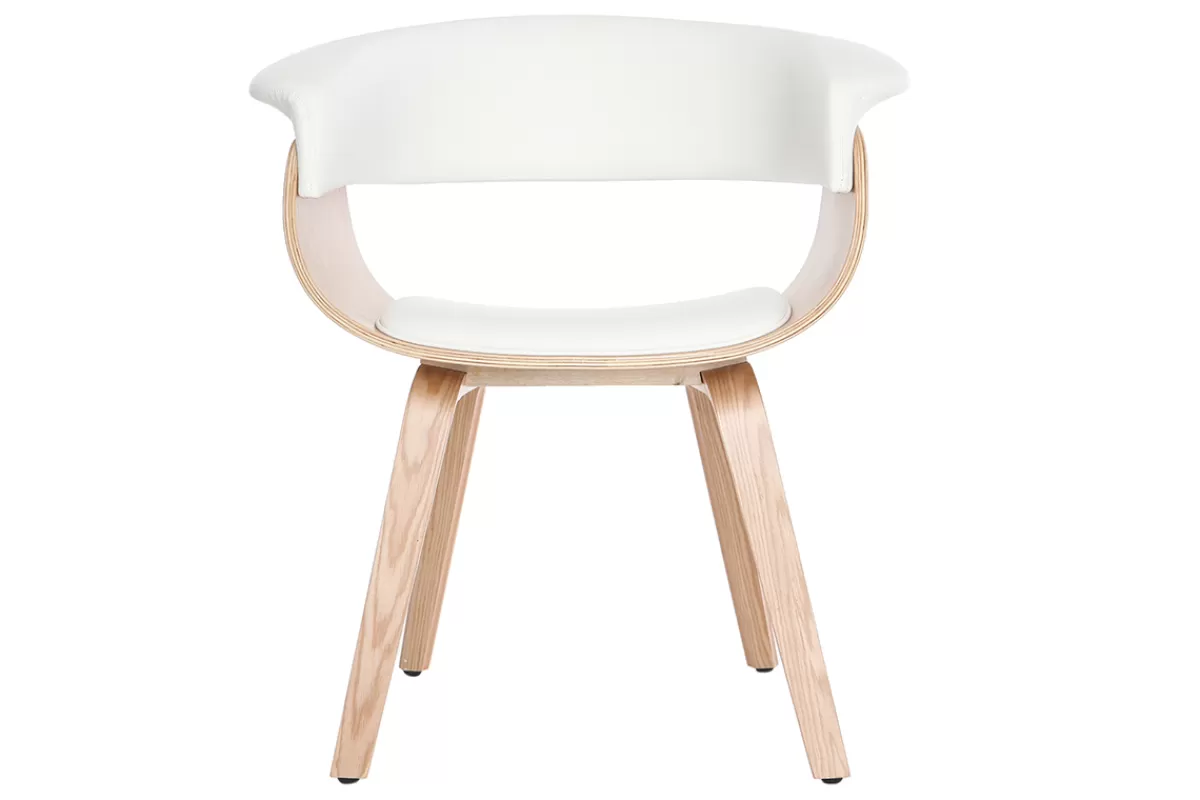 Miliboo Sillones | Sillas Modernas-Silla nórdica blanco y madera clara OKTAV