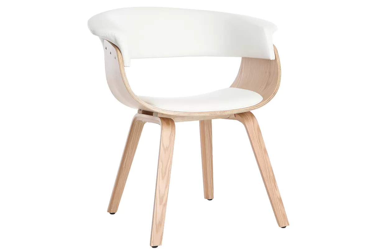 Miliboo Sillones | Sillas Modernas-Silla nórdica blanco y madera clara OKTAV