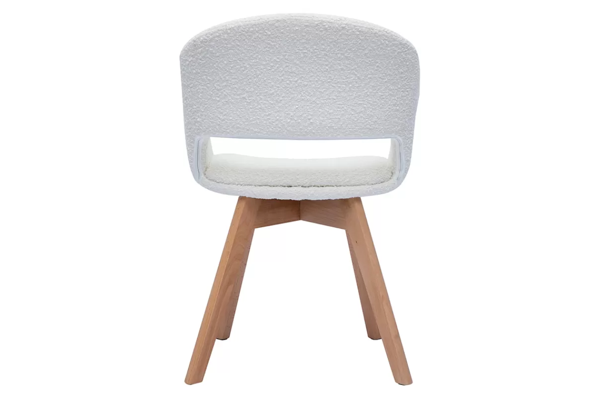 Miliboo Sillas Modernas-Silla nórdica de borreguillo blanco y madera clara maciza PRISMA