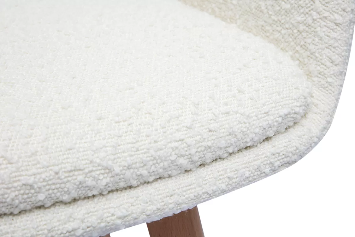 Miliboo Sillas Modernas-Silla nórdica de borreguillo blanco y madera clara maciza PRISMA