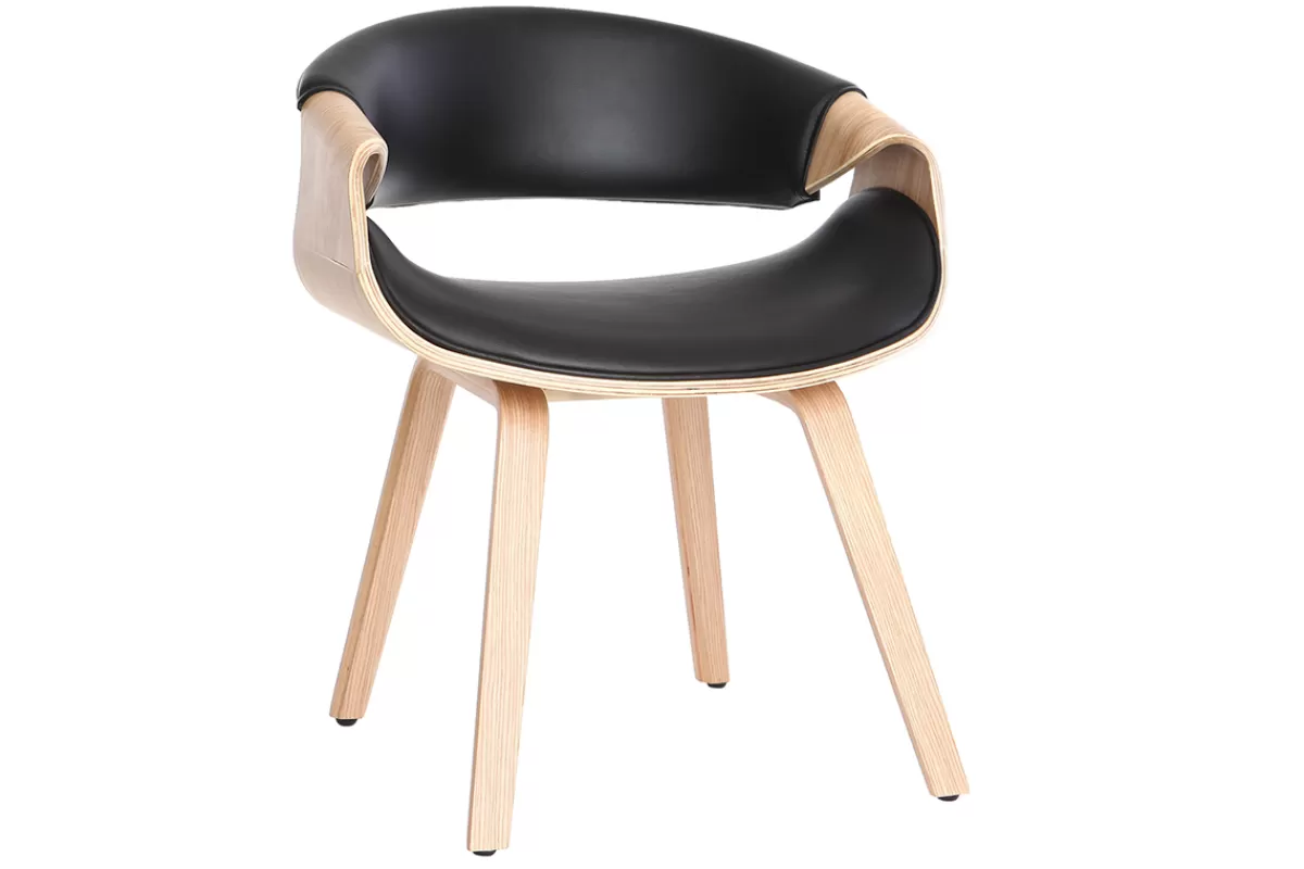Miliboo Sillones | Sillas Modernas-Silla nórdica negro y madera clara ARAMIS