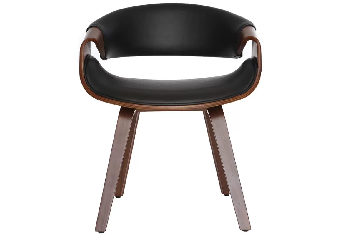 Miliboo Sillones | Sillas Modernas-Silla nórdica negro y madera oscura ARAMIS