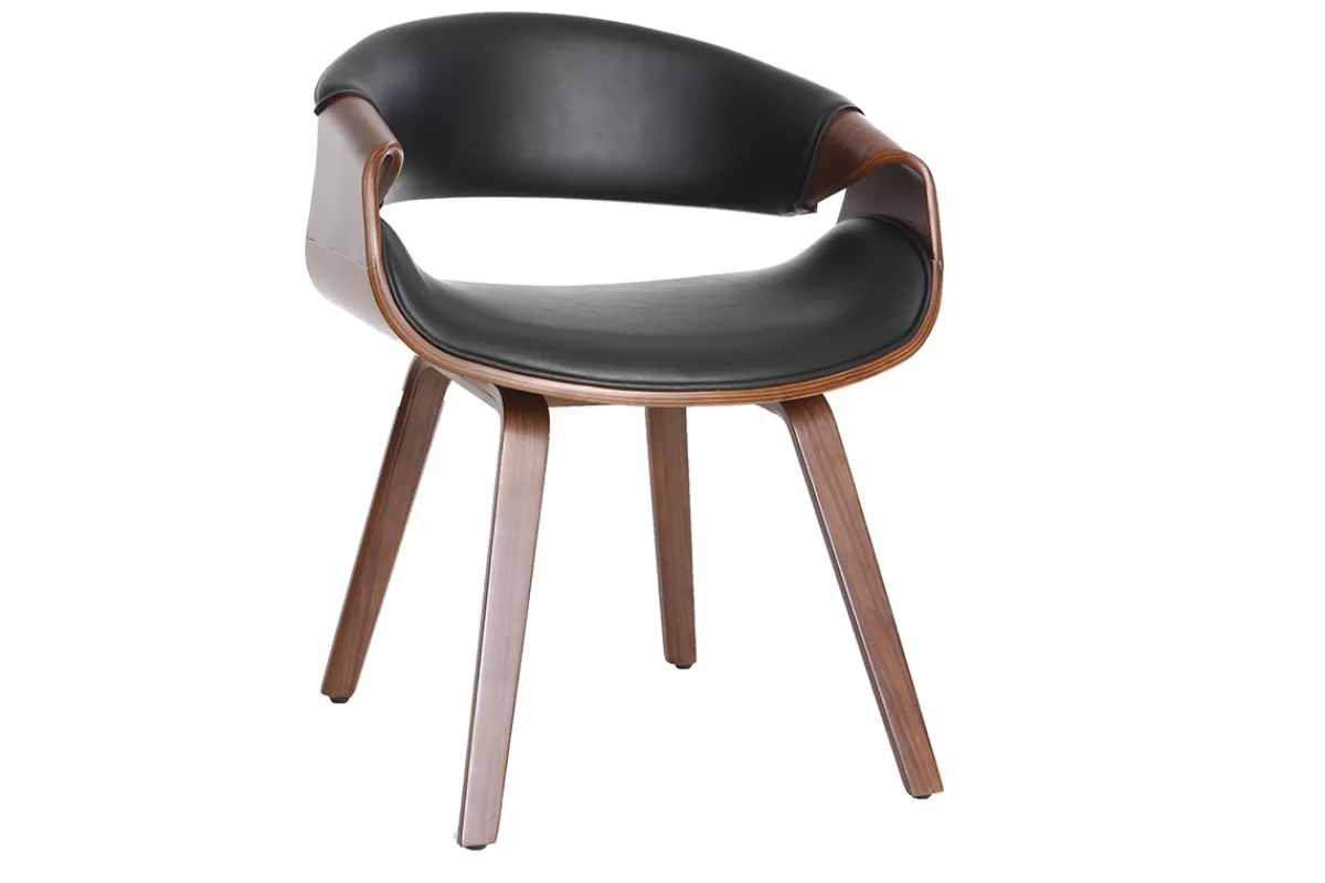 Miliboo Sillones | Sillas Modernas-Silla nórdica negro y madera oscura ARAMIS