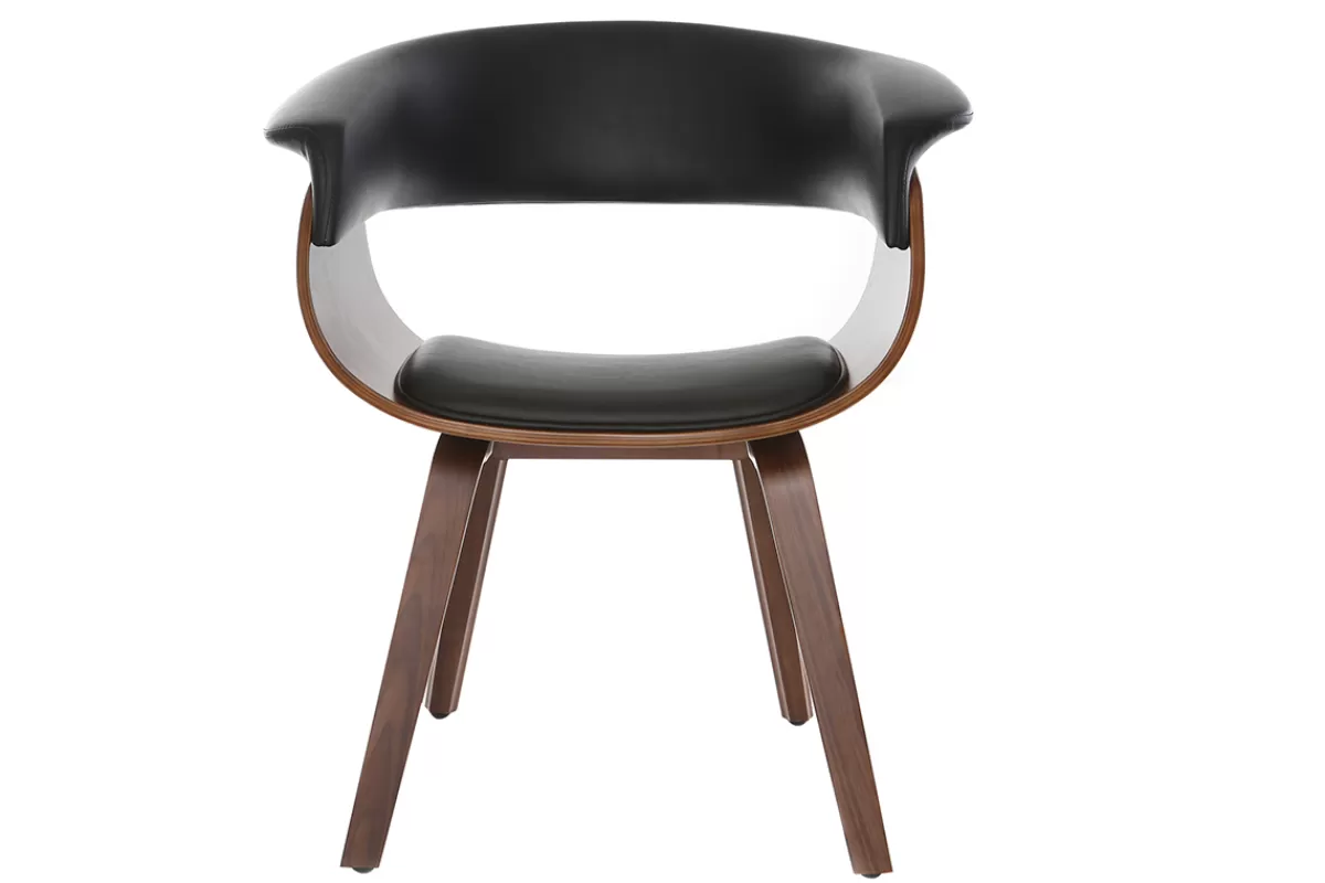 Miliboo Sillones | Sillas Modernas-Silla nórdica negro y madera oscura OKTAV