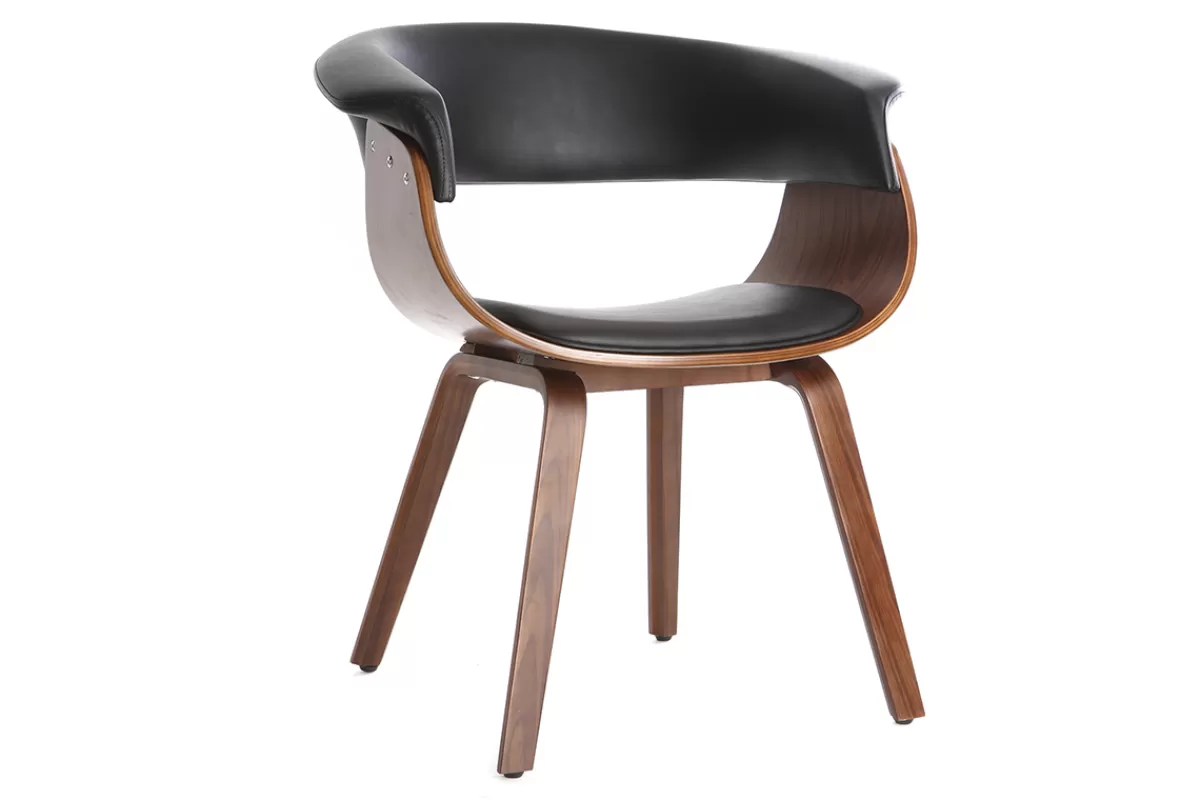 Miliboo Sillones | Sillas Modernas-Silla nórdica negro y madera oscura OKTAV