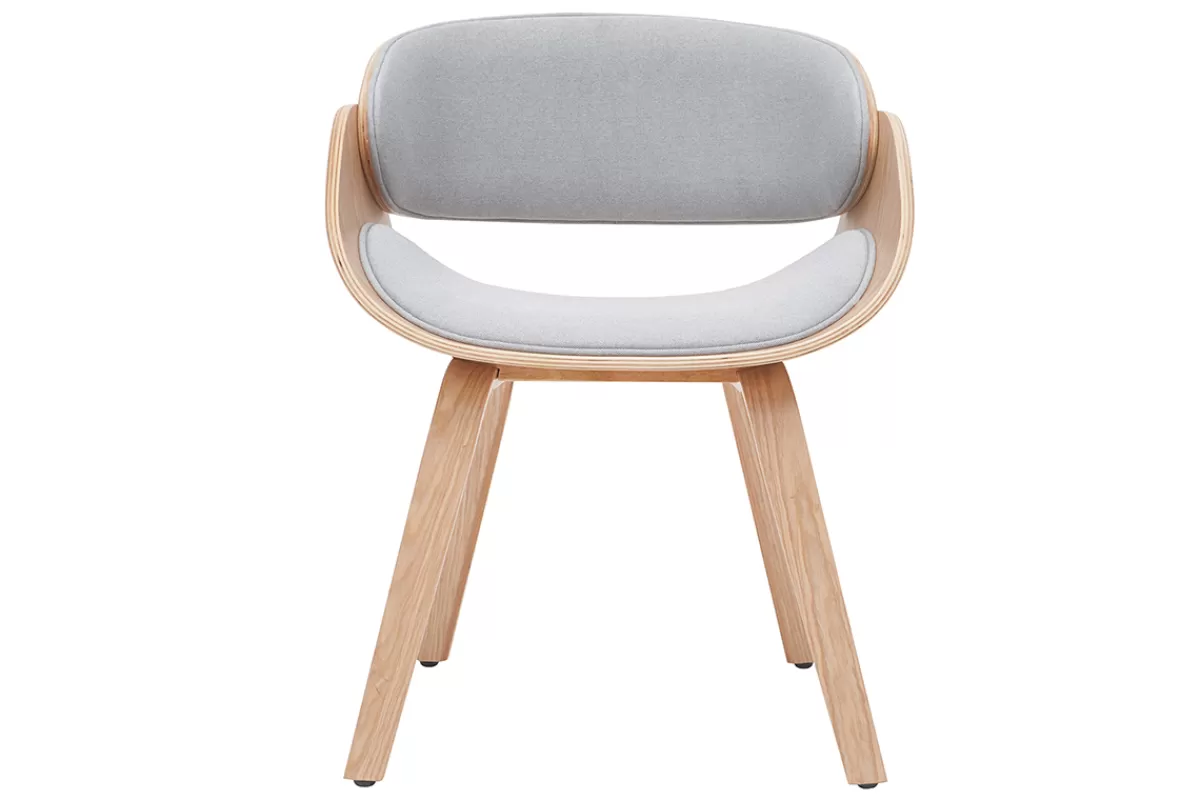 Miliboo Sillas Modernas | Sillas De Madera-Silla tejido gris y madera clara BENT