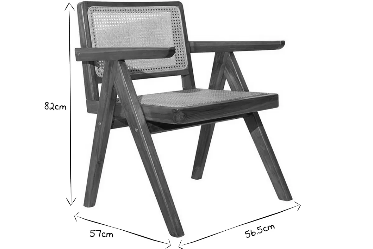 Miliboo Sillas Modernas | Sillas De Madera-Silla vintage de teca maciza y ratán JANNIE