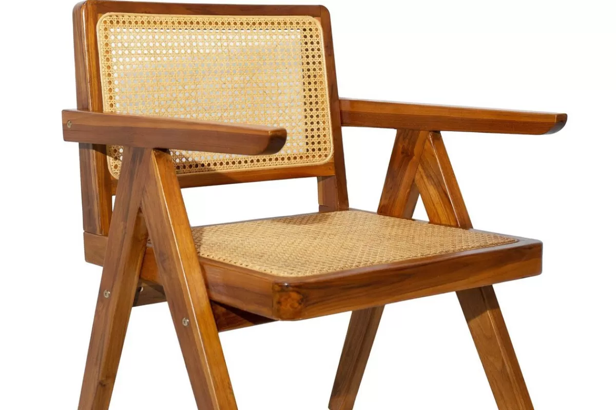 Miliboo Sillas Modernas | Sillas De Madera-Silla vintage de teca maciza y ratán JANNIE