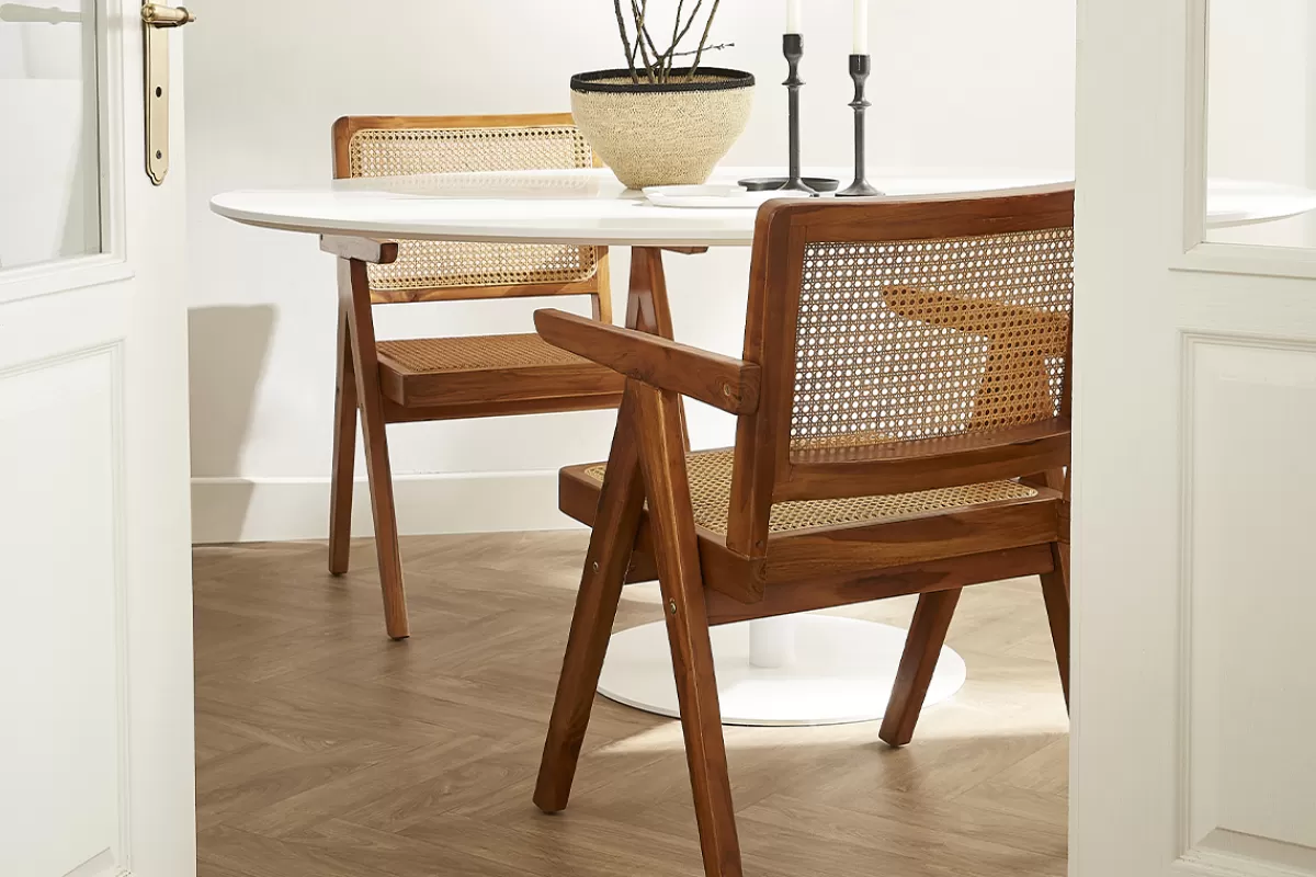 Miliboo Sillas Modernas | Sillas De Madera-Silla vintage de teca maciza y ratán JANNIE