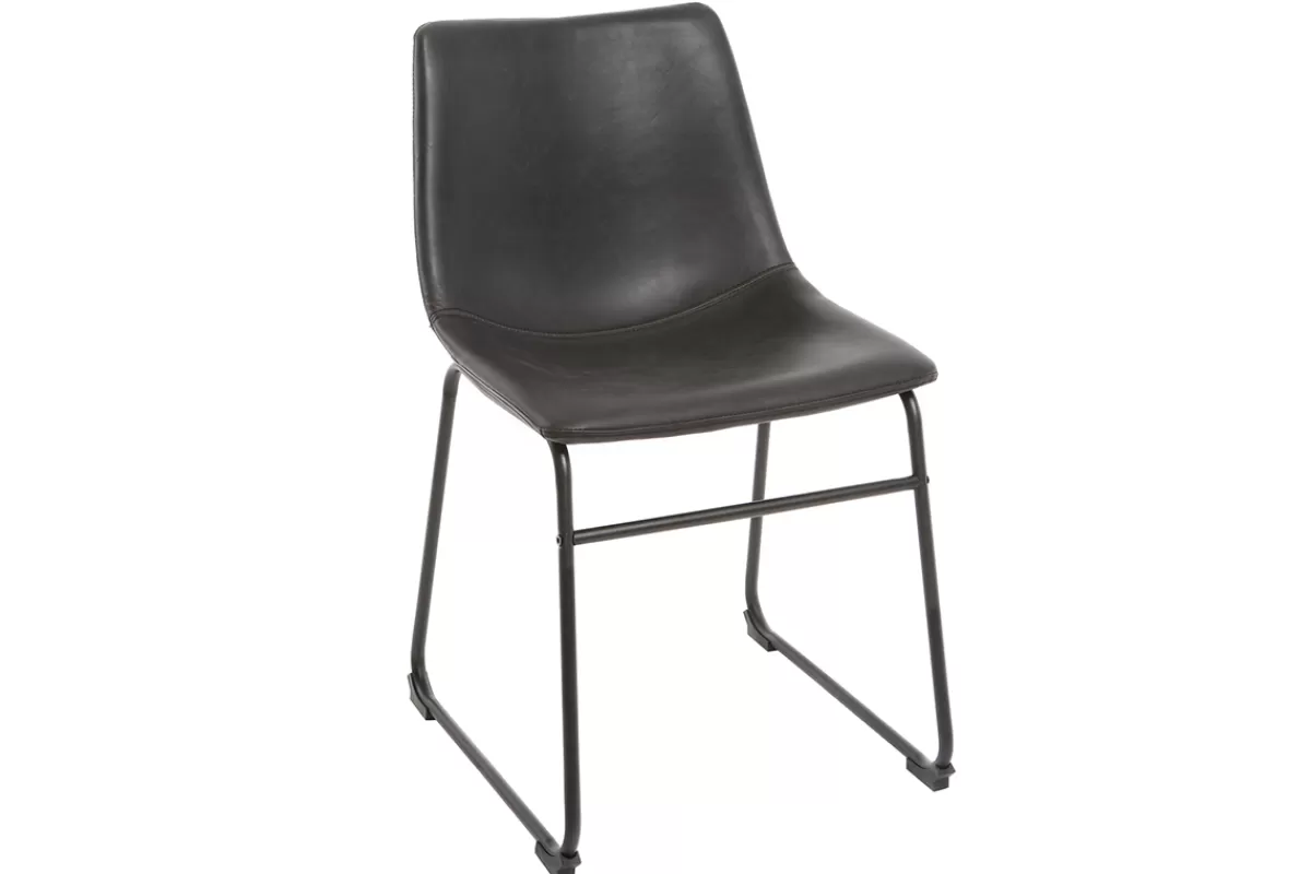 Miliboo Sillas Modernas-Silla vintage PU negro NEW ROCK
