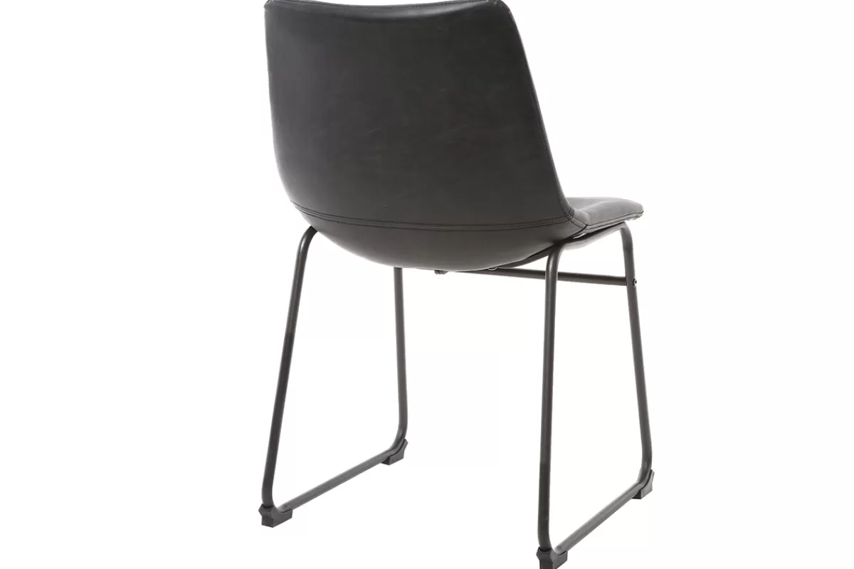 Miliboo Sillas Modernas-Silla vintage PU negro NEW ROCK