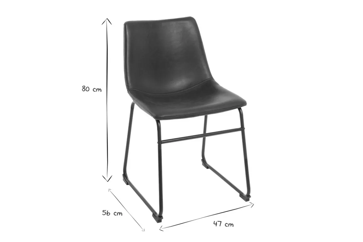 Miliboo Sillas Modernas-Silla vintage PU negro NEW ROCK