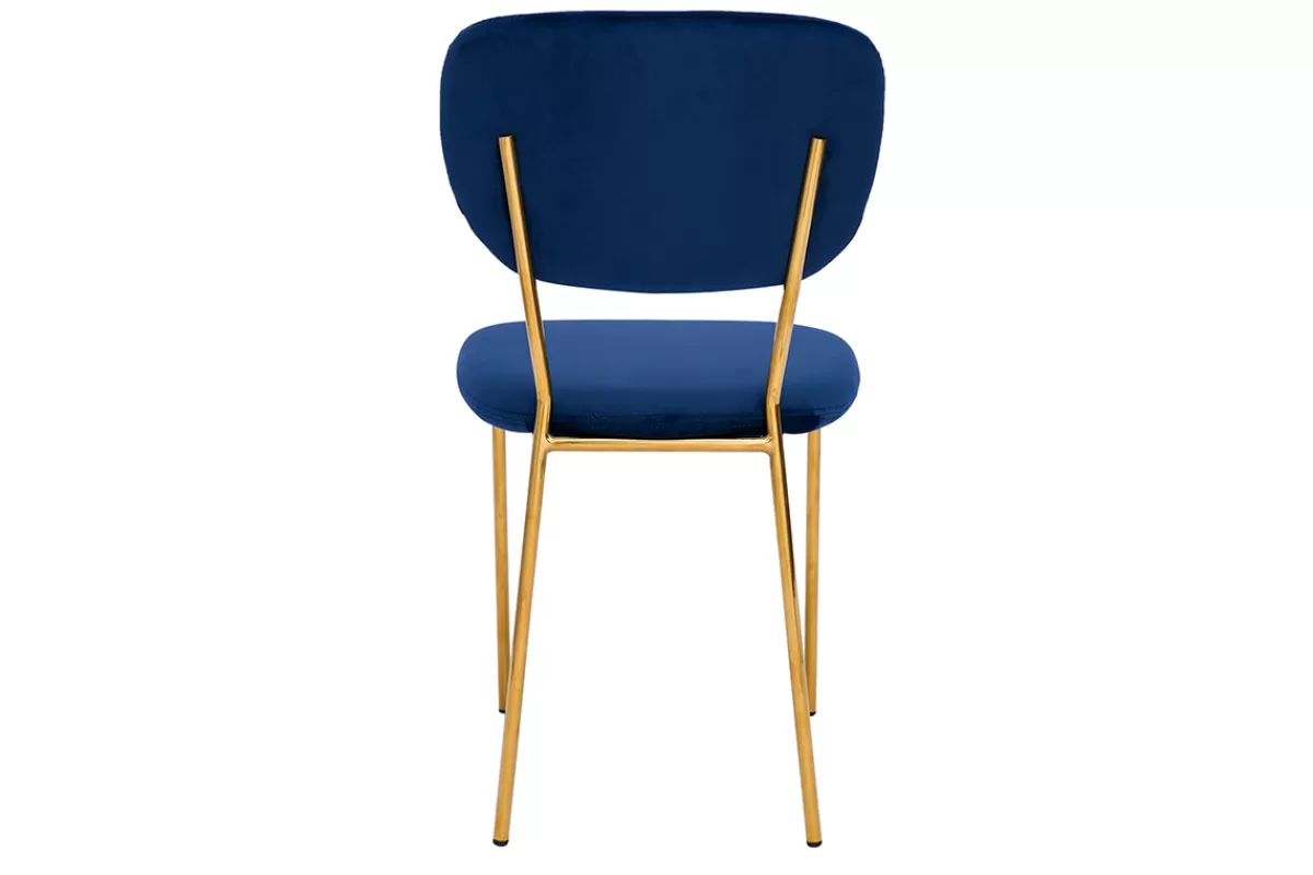 Miliboo Sillas Modernas-Sillas modernas en terciopelo azul y estructura en metal dorado - lote de 2 LEPIDUS