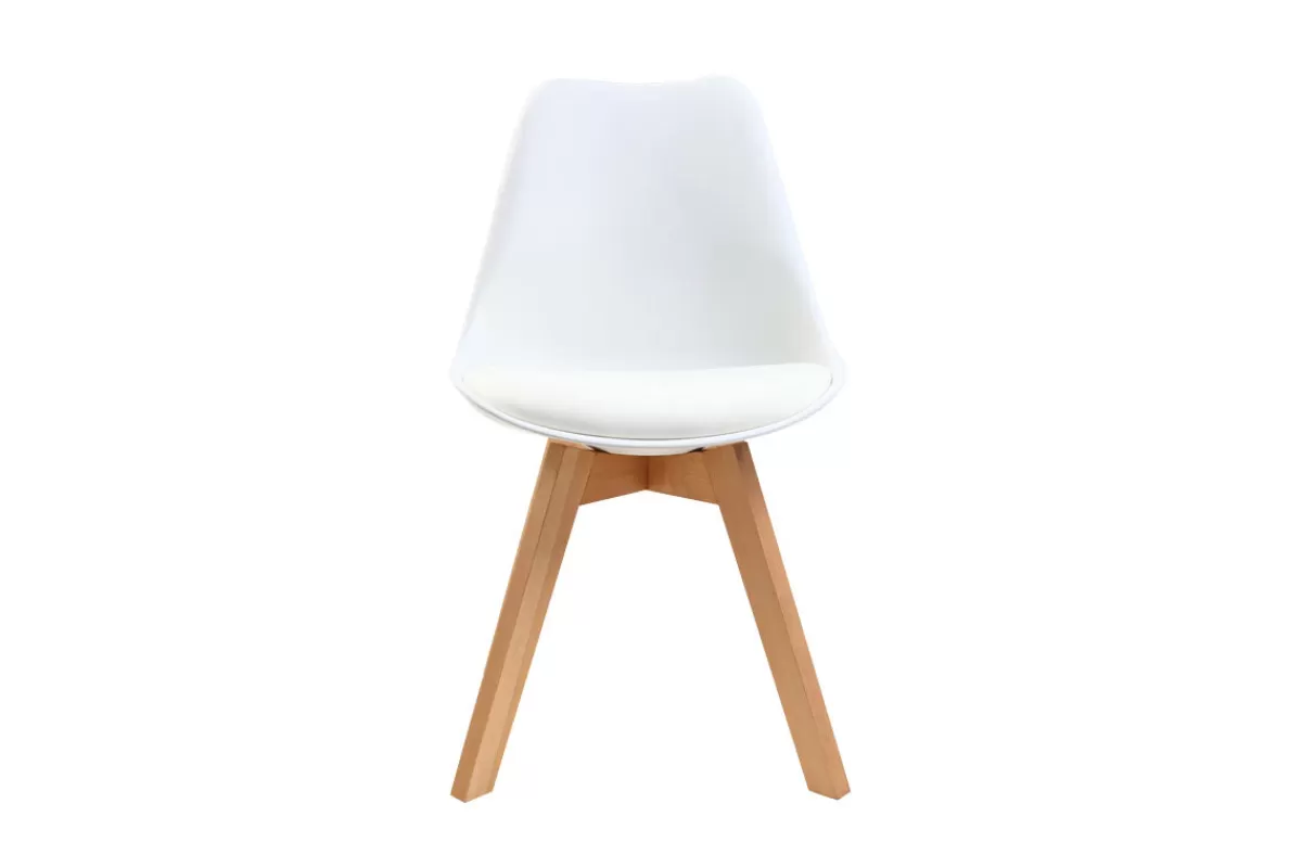 Miliboo Sillas Modernas-Sillas blancas con patas madera clara (lote de 2) PAULINE