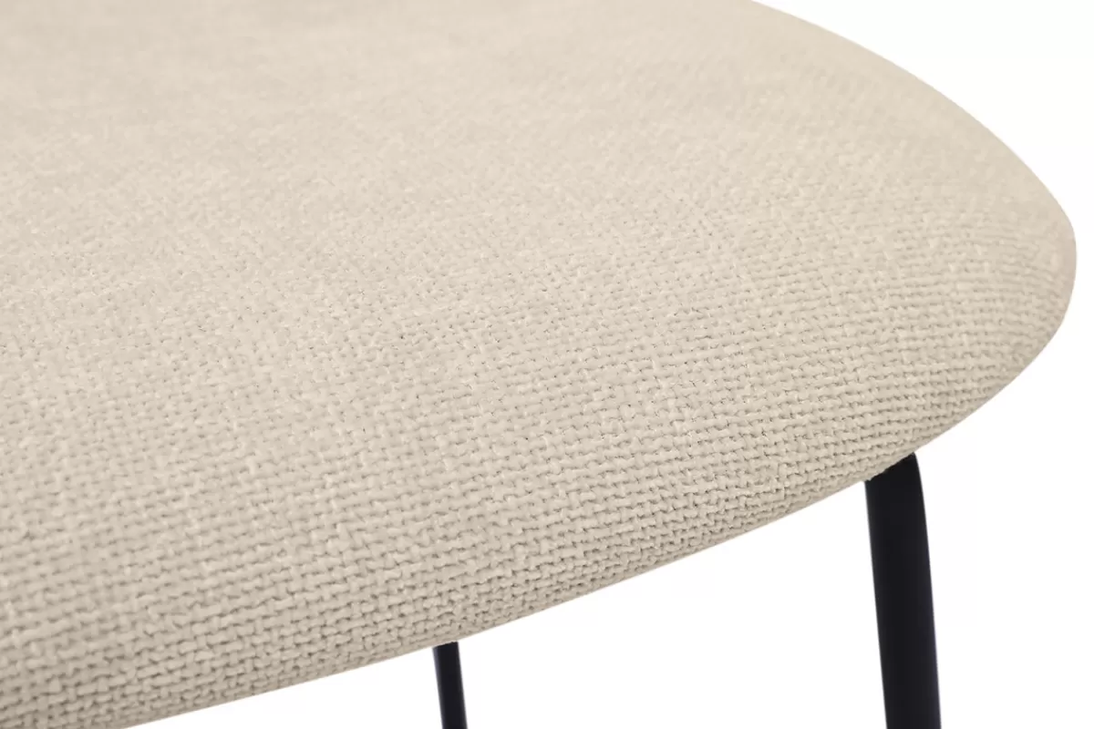 Miliboo Sillas Modernas-Sillas de diseño en tela efecto terciopelo texturizado beige, metal negro y rejilla de ratán (juego de 2) MIRANDA