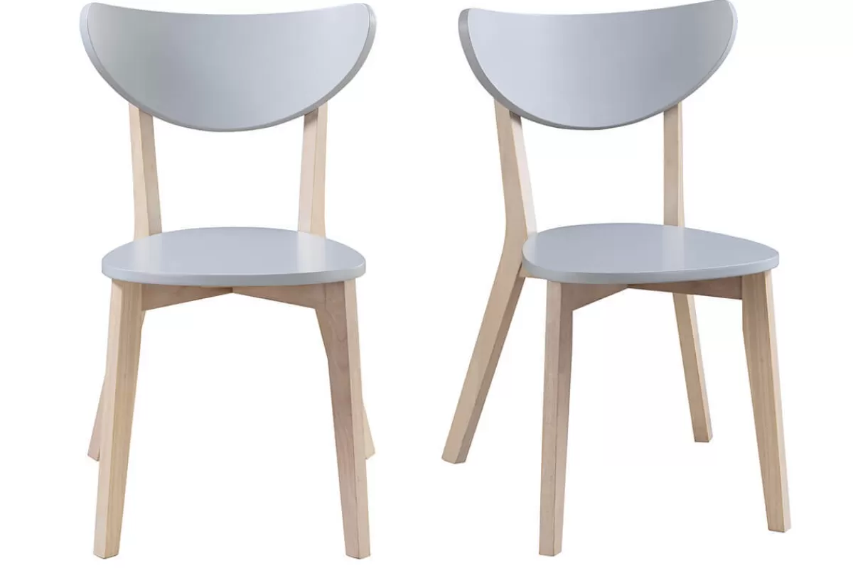 Miliboo Sillas Modernas | Sillas De Madera-Sillas diseño gris patas madera LEENA (lote de 2)
