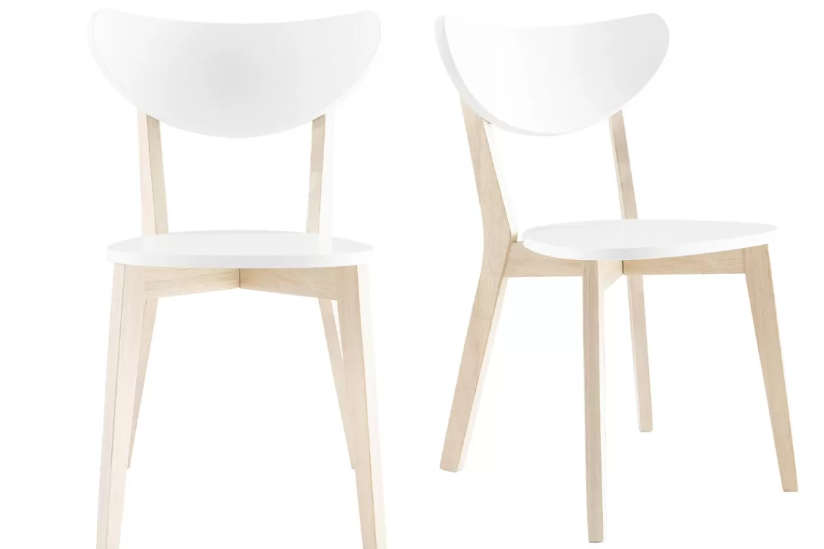Miliboo Sillas Modernas | Sillas De Madera-Sillas diseño madera y laminado blanco LEENA (lote de 2)