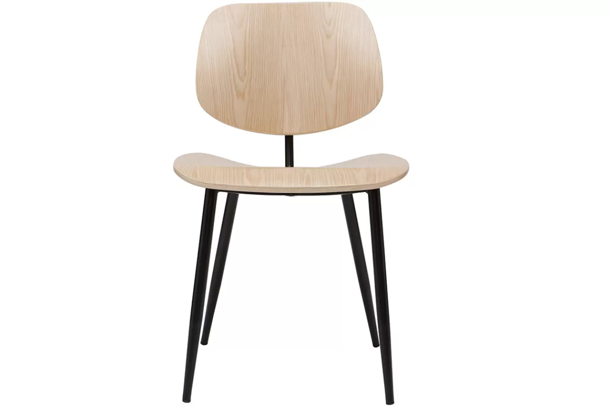Miliboo Sillas Modernas | Sillas De Madera-Sillas en madera clara y metal negro (lote de 2) TOBIAS