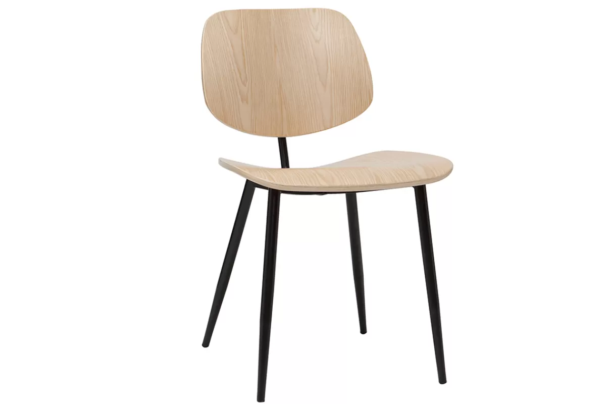 Miliboo Sillas Modernas | Sillas De Madera-Sillas en madera clara y metal negro (lote de 2) TOBIAS