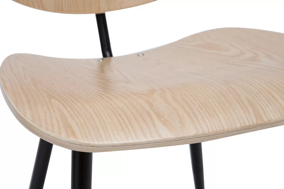 Miliboo Sillas Modernas | Sillas De Madera-Sillas en madera clara y metal negro (lote de 2) TOBIAS