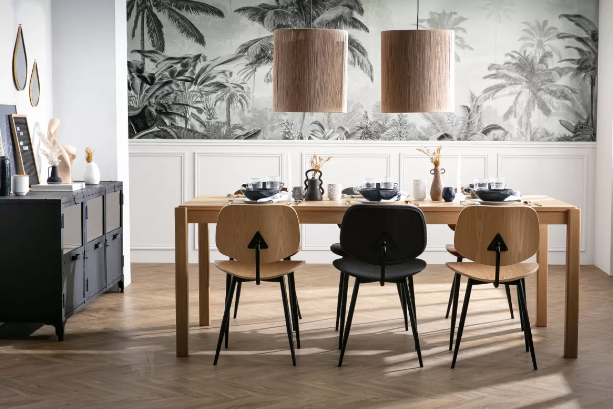Miliboo Sillas Modernas | Sillas De Madera-Sillas en madera clara y metal negro (lote de 2) TOBIAS