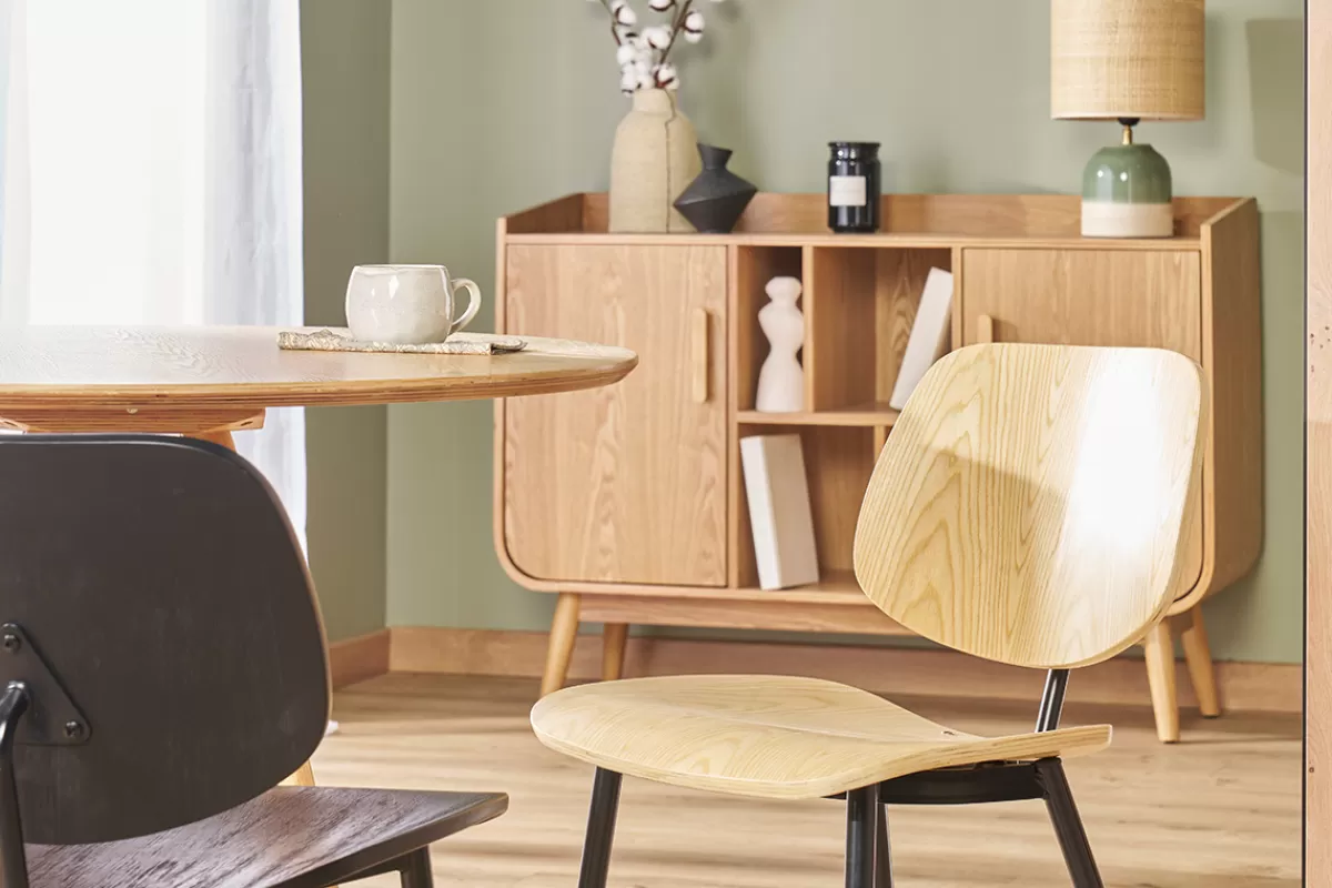 Miliboo Sillas Modernas | Sillas De Madera-Sillas en madera clara y metal negro (lote de 2) TOBIAS