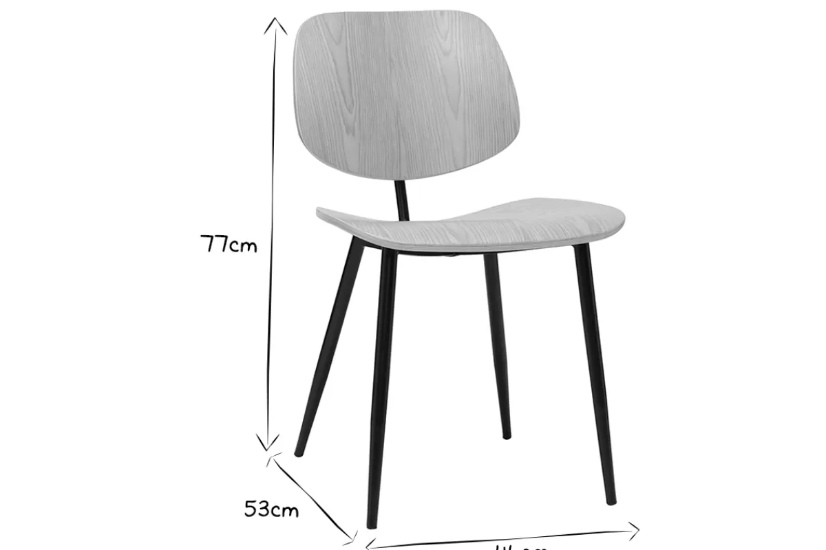 Miliboo Sillas Modernas | Sillas De Madera-Sillas en madera clara y metal negro (lote de 2) TOBIAS