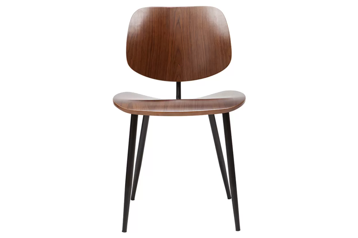 Miliboo Sillas Modernas | Sillas De Madera-Sillas en madera oscura y metal negro (lote de 2) TOBIAS