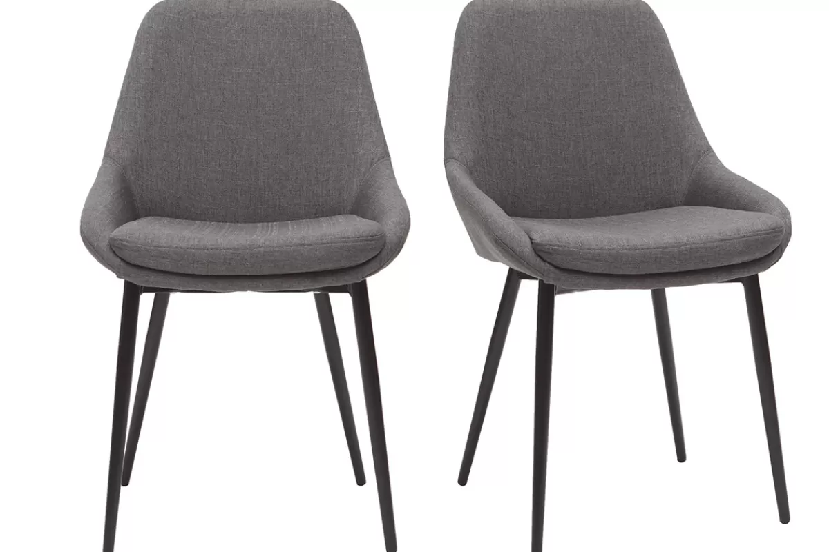 Miliboo Sillas Modernas-Sillas en tejido gris clato (lote de 2) HOLO