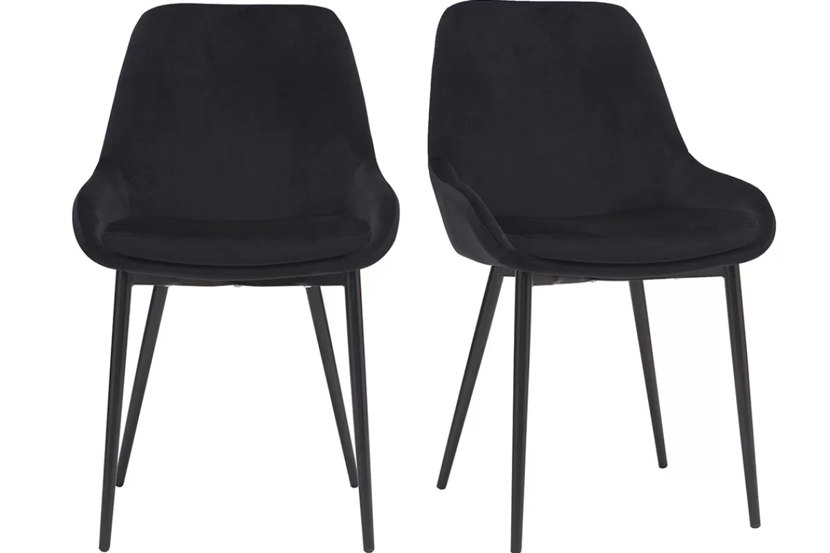 Miliboo Sillas Modernas-Sillas en tejido negro (lote de 2) HOLO
