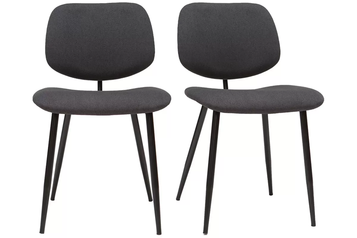 Miliboo Sillas Modernas-Sillas en tejido y metal negro (lote de 2) TOBIAS