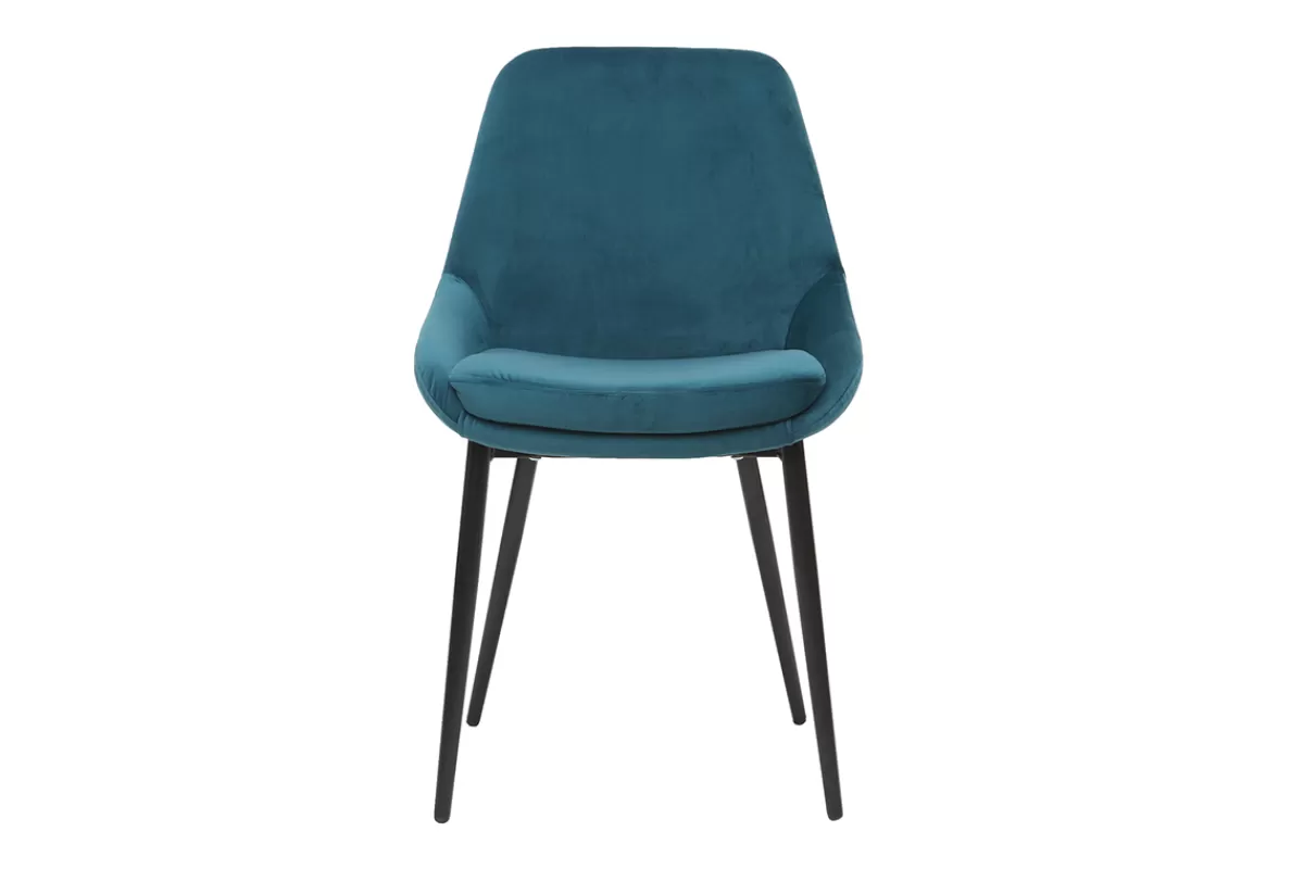 Miliboo Sillas Modernas-Sillas en terciopelo azul petróleo (lote de 2) HOLO