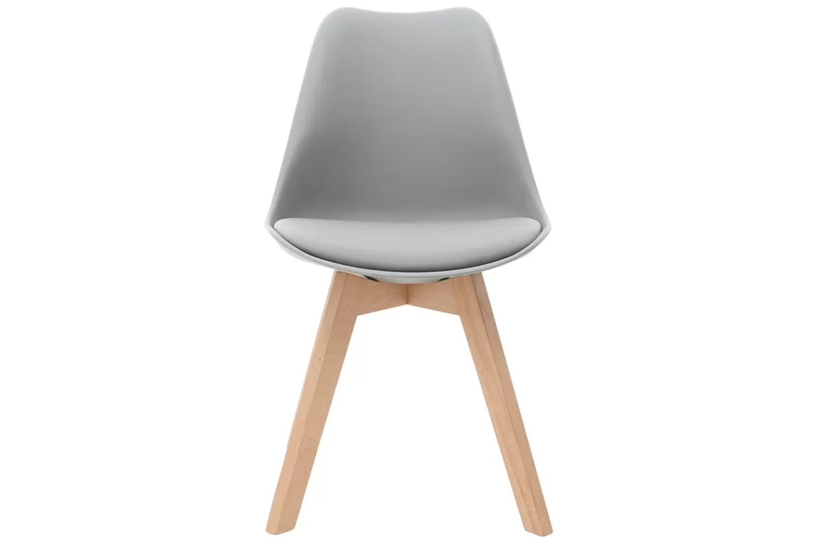 Miliboo Sillas Modernas-Sillas gris claro con patas madera clara (lote de 2) PAULINE