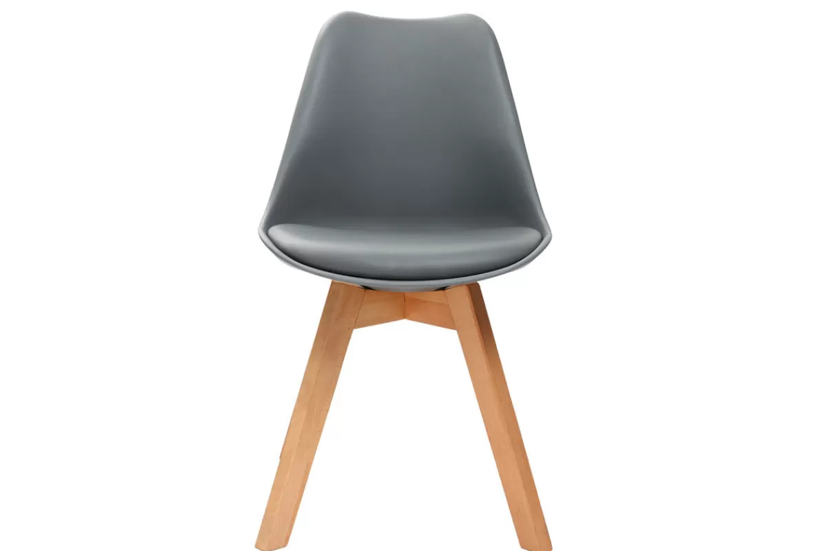 Miliboo Sillas Modernas-Sillas grises con patas madera clara (lote de 2) PAULINE