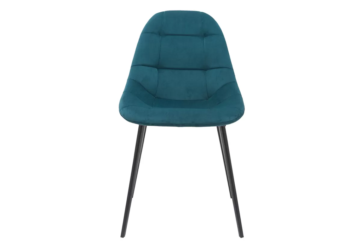 Miliboo Sillas Modernas-Sillas modernas en terciopelo azul petróleo y metal (lote de 2) COX