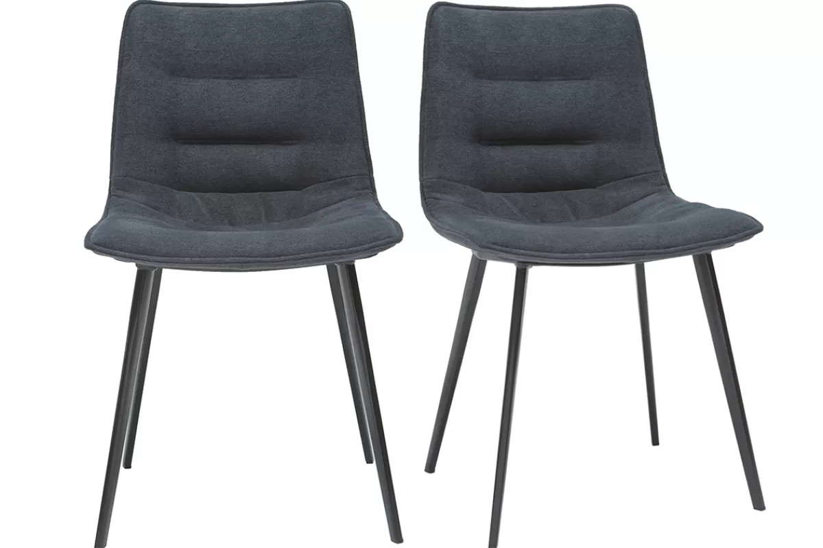 Miliboo Sillas Modernas-Sillas modernas tejido efecto terciopelo gris oscuro (lote de 2) PARKER