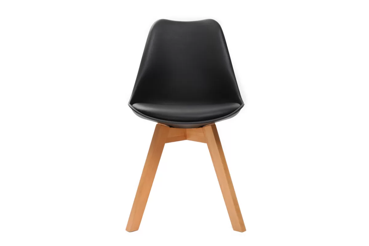Miliboo Sillas Modernas-Sillas negras con patas madera clara (lote de 2) PAULINE