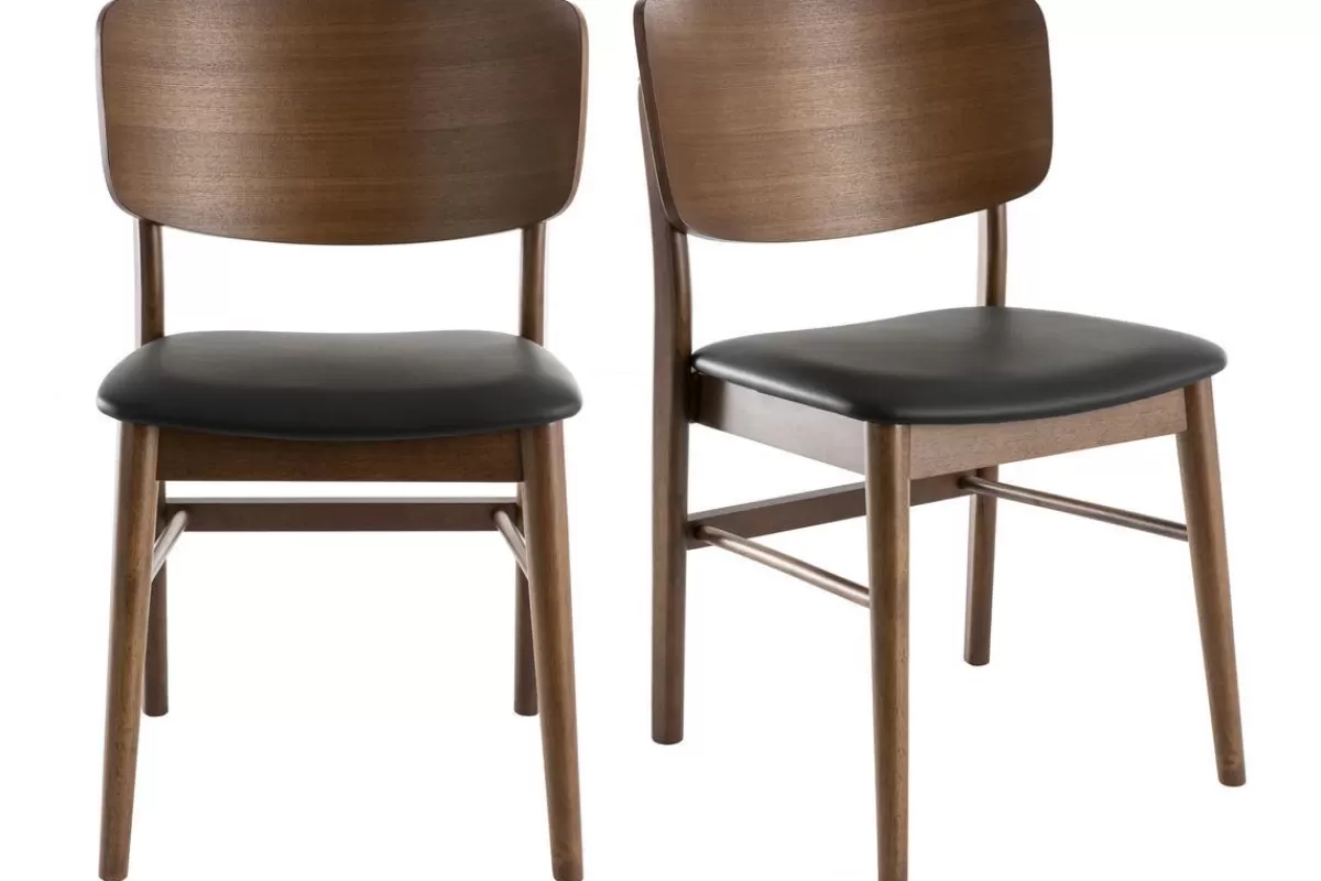 Miliboo Sillas Modernas | Sillas De Madera-Sillas nogal y negro (lote de 2) SHELDON