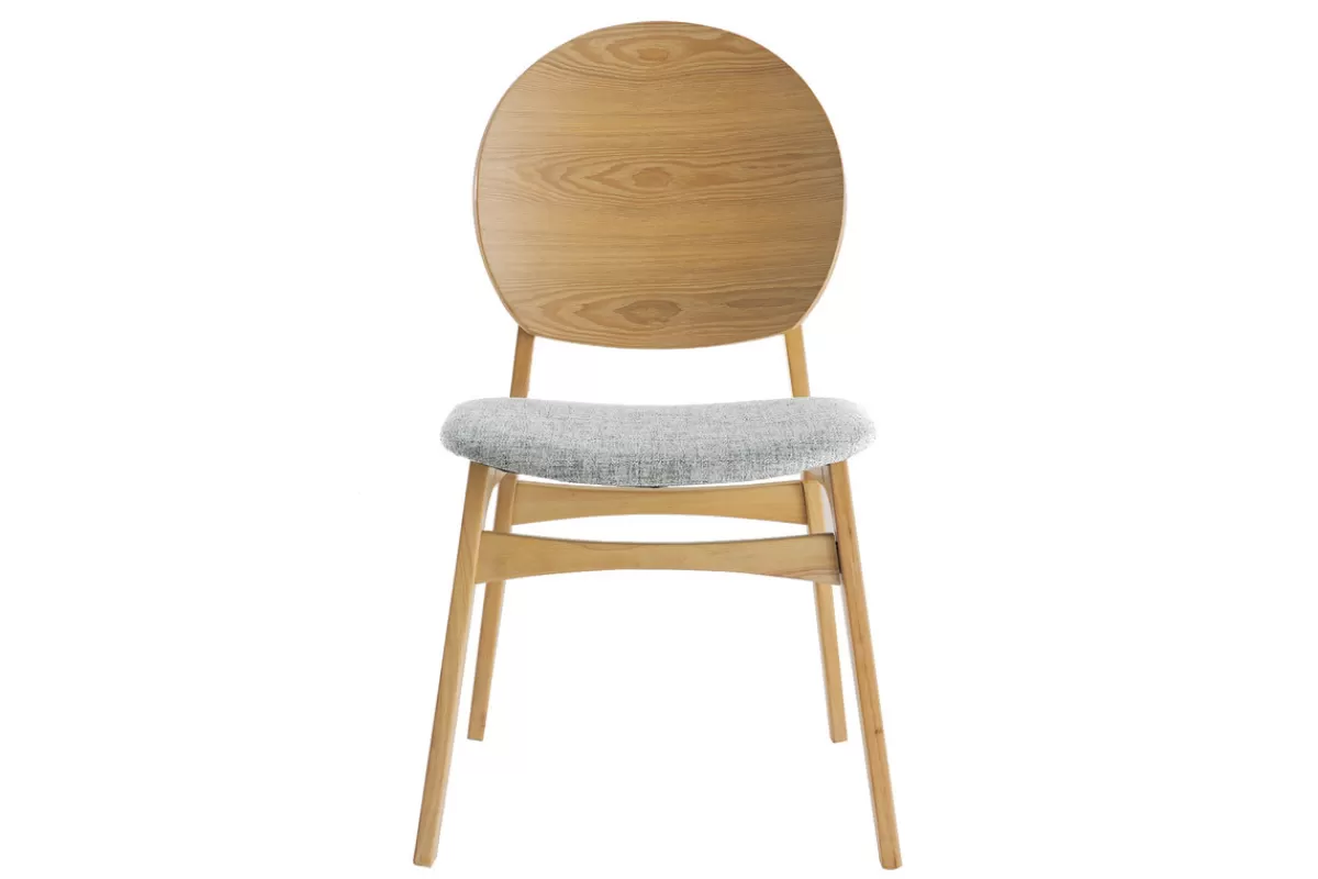Miliboo Sillas Modernas | Sillas De Madera-Sillas nórdicas en madera clara y tejido gris (lote de 2) ELTON