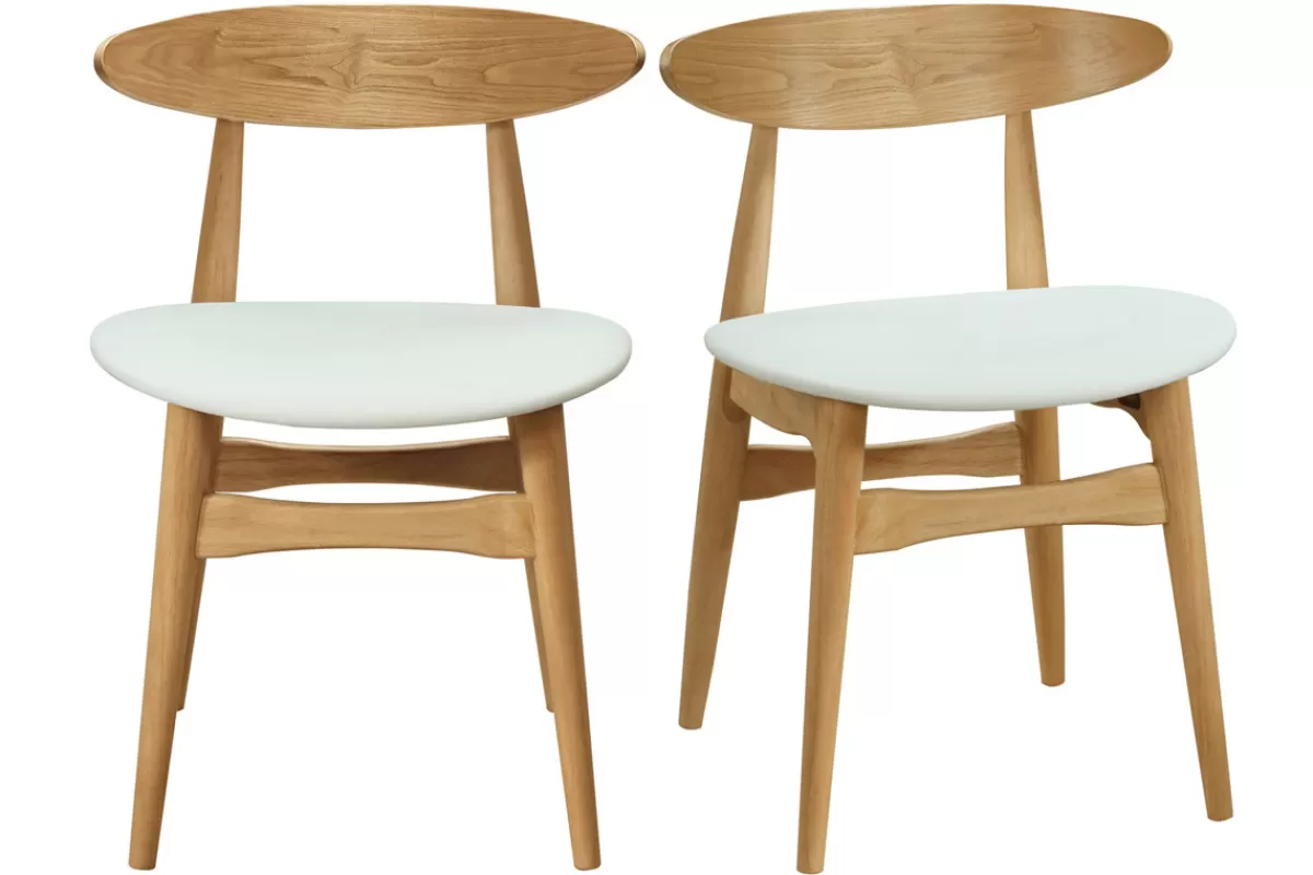 Miliboo Sillas Modernas | Sillas De Madera-Sillas nórdicas madera clara y blanco (lote de 2) WALFORD