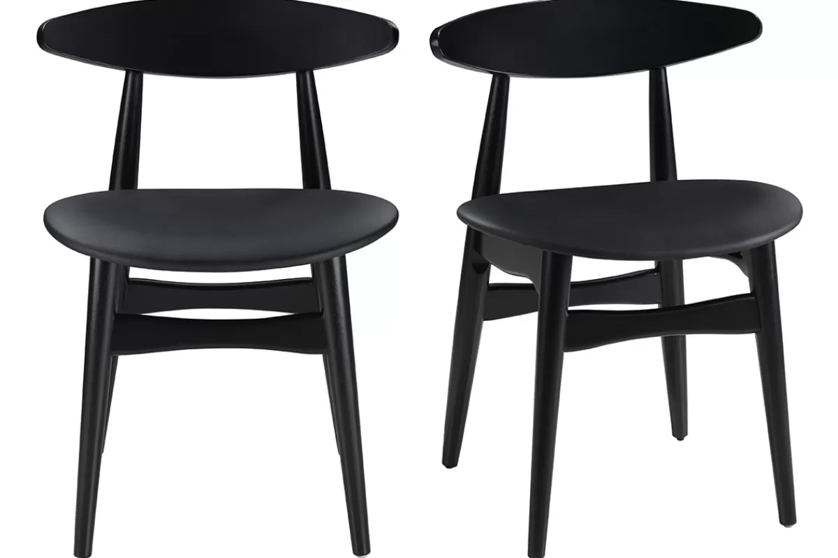 Miliboo Sillas Modernas | Sillas De Madera-Sillas nórdicas negras (lote de 2) WALFORD