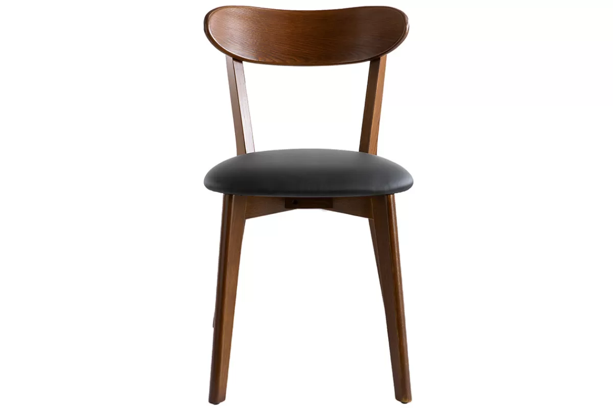 Miliboo Sillas Modernas | Sillas De Madera-Sillas vintage madera oscura y asiento negro (lote de 2) DOVE