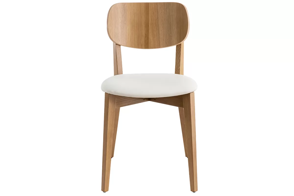 Miliboo Sillas Modernas | Sillas De Madera-Sillas vintage roble y asiento blanco (lote de 2) LUCIA