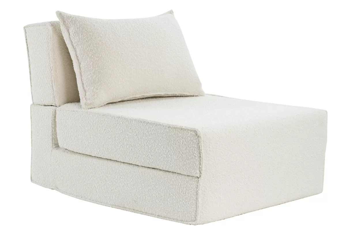 Miliboo Sillones Cama | Cama Para Niños-Sillón cama de 1 plaza de borreguillo blanco VICTOR