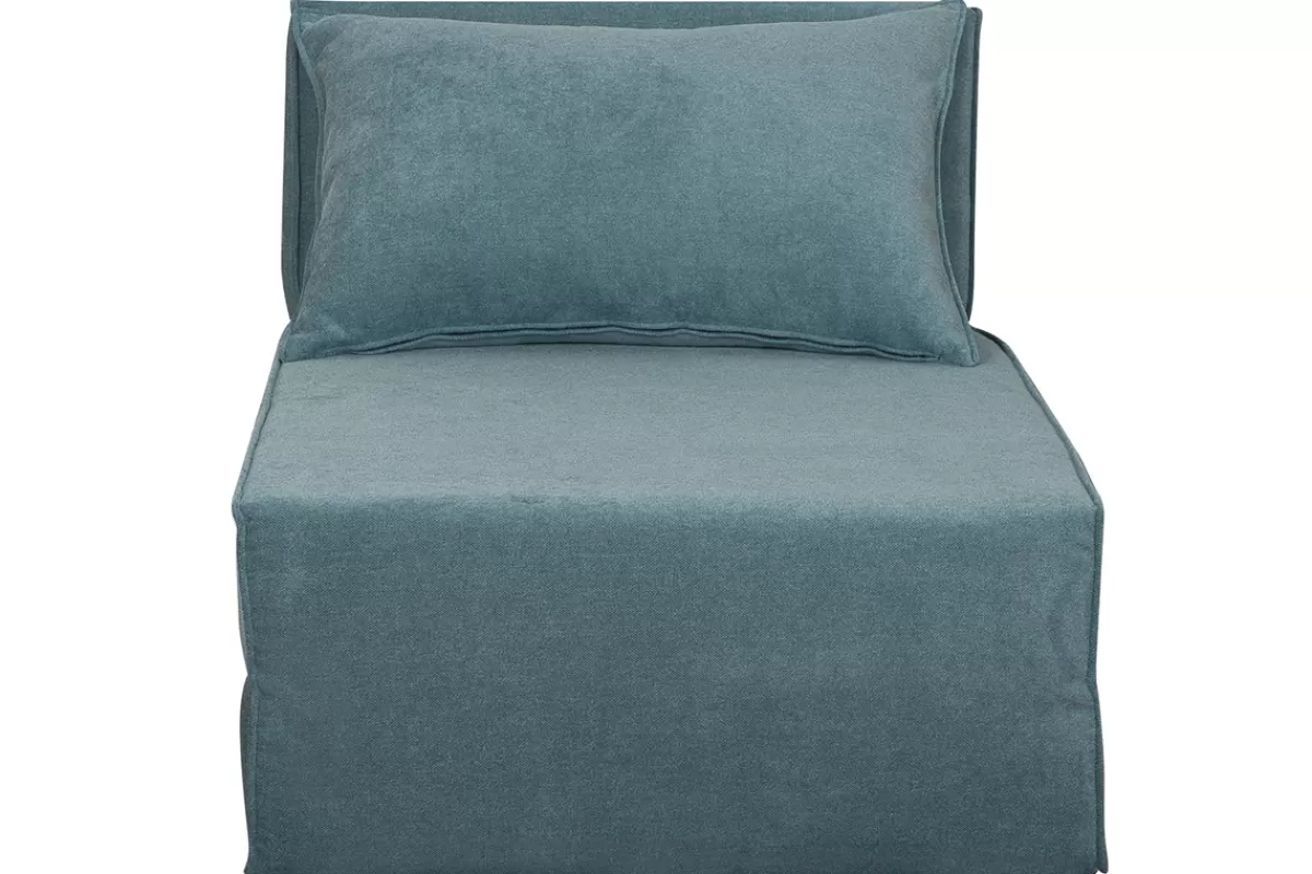 Miliboo Sillones Cama | Cama Para Niños-Sillón cama de 1 plaza de tejido efecto aterciopelado azul VICTOR