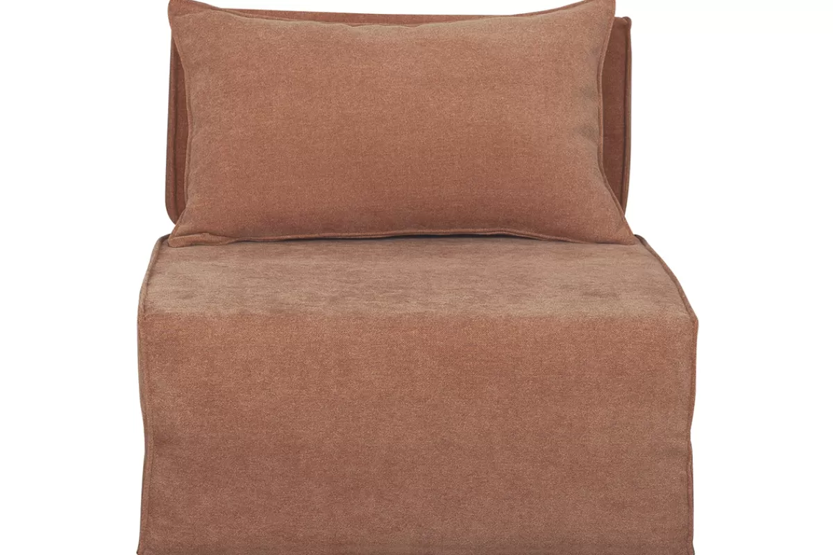 Miliboo Sillones Cama | Cama Para Niños-Sillón cama de 1 plaza de tejido efecto aterciopelado color terracota VICTOR